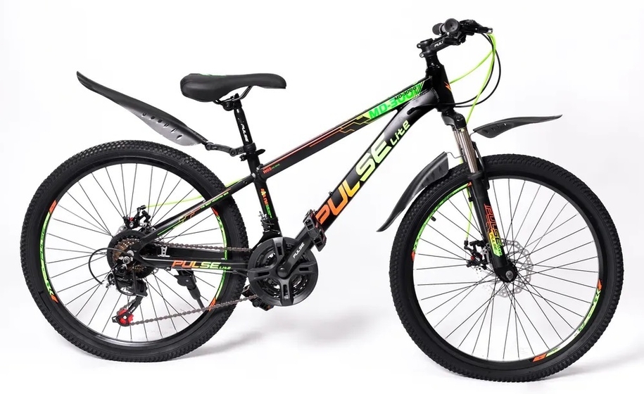Велосипед 24'' Pulse Lite MD - 3000 цвет черный/оранжевый/зеленый