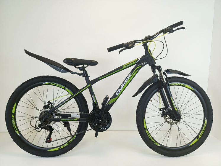 Велосипед 24"  ТМ Civilane, CROSS DISK,  рама 13" BLACK/GREEN (N)