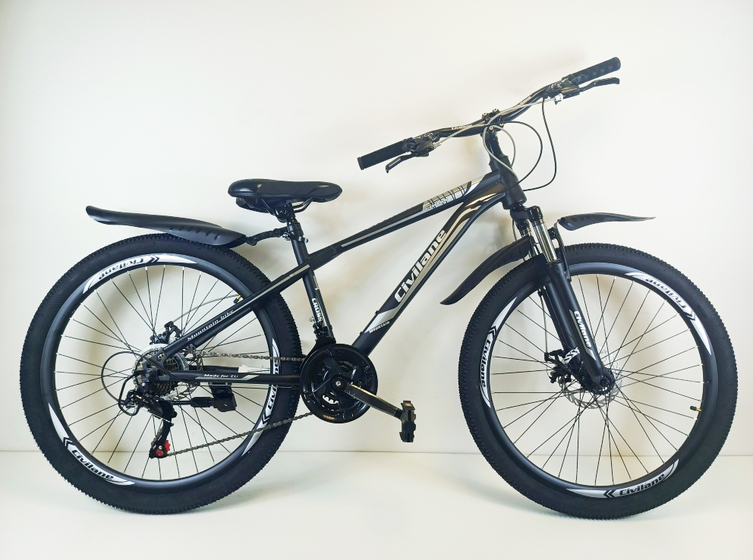 Велосипед 24"  ТМ Civilane, CROSS DISK,  рама 13" BLACK/GREY (N)