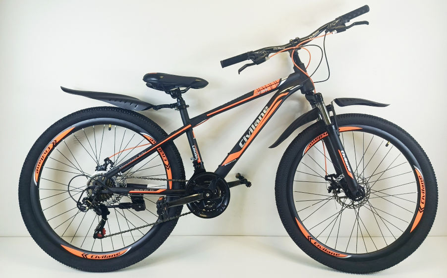 Велосипед 24"  ТМ Civilane, CROSS DISK,  рама 13" BLACK/ORANGE (N)