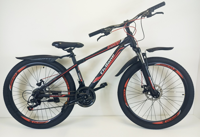 Велосипед 24"  ТМ Civilane, CROSS DISK,  рама 13" BLACK/RED (N)