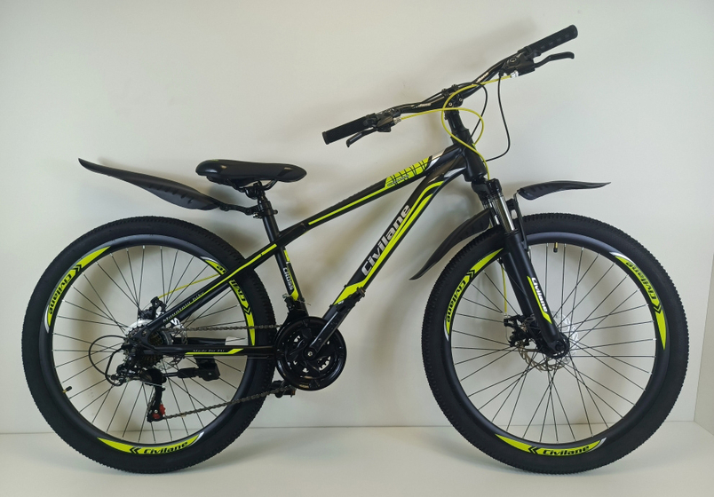 Велосипед 24"  ТМ Civilane, CROSS DISK,  рама 13" BLACK/YELLOW (N)