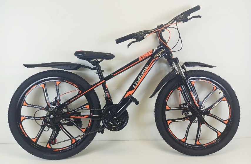 Велосипед 24" ТМ Civilane, FINE DISK ( литые диски),  рама  13" BLACK/ORANGE (N)