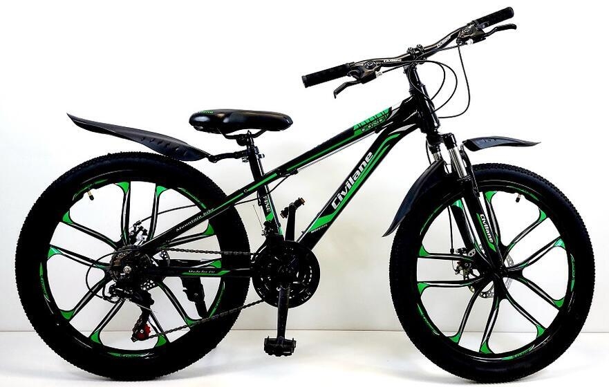 Велосипед 24" ТМ Civilane, FINE ( литые диски), рама 13" BLACK/GREEN