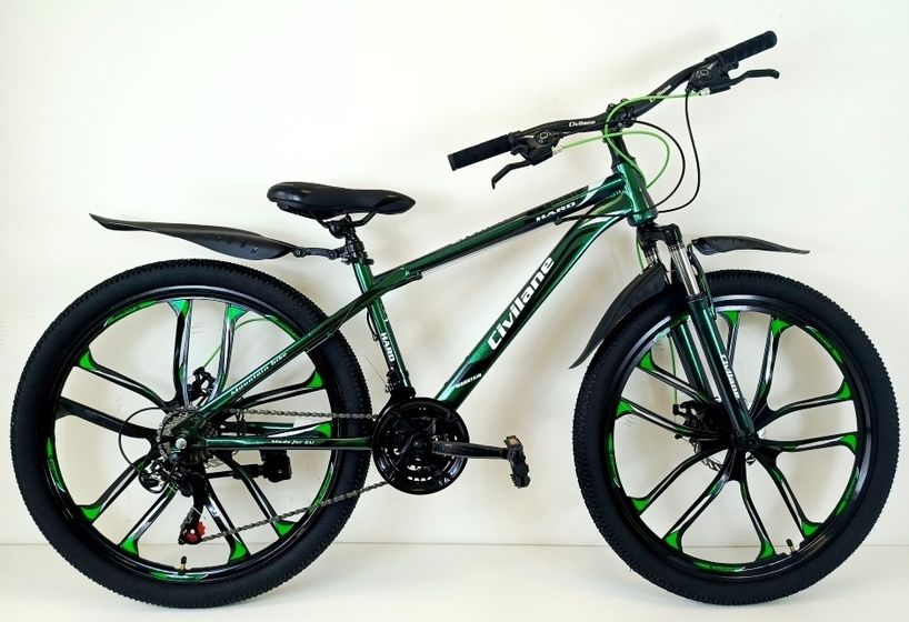 Велосипед 26" ТМ Civilane , HARD MD (литые диски),  рама 15" DARK GREEN/BLACK