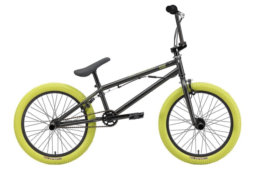 Велосипед Stark 24 Madness BMX 3 антрацитовый матовый/антрацитовый глянцевый, зеленый/хаки