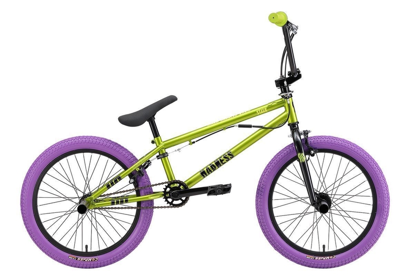 Велосипед Stark 24 Madness BMX 3 зеленый металлик/черный, зеленый/фиолетовый
