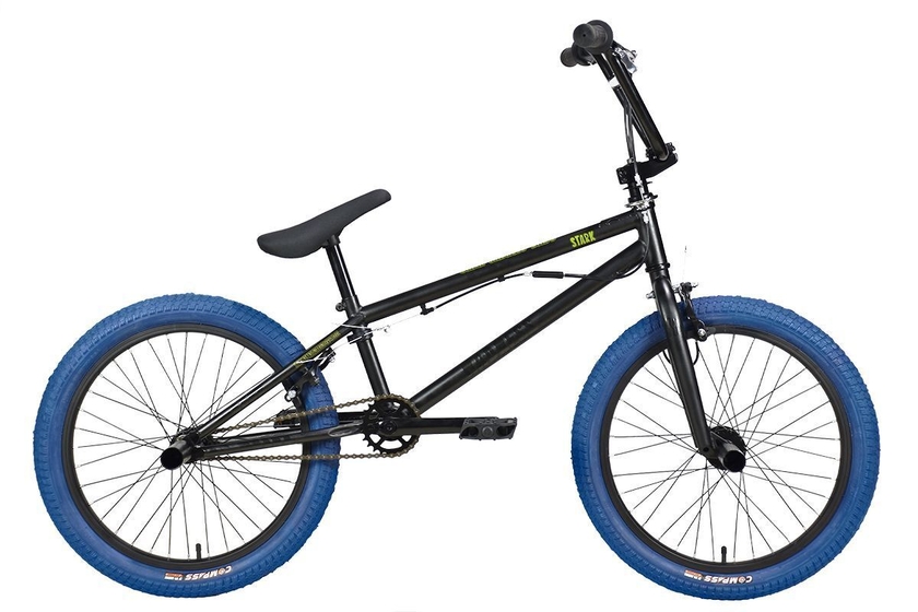 Велосипед Stark 24 Madness BMX 3 антрацитовый матовый/антрацитовый глянцевый, зеленый/темно-синий