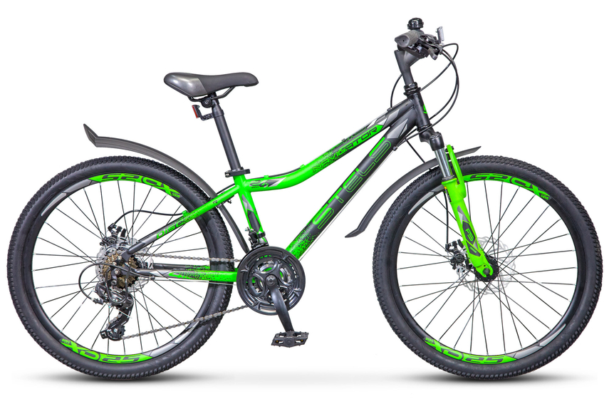 Велосипед 24" Stels Navigator 410 MD 21-sp 13" Черно/зеленый арт.V010, шт
