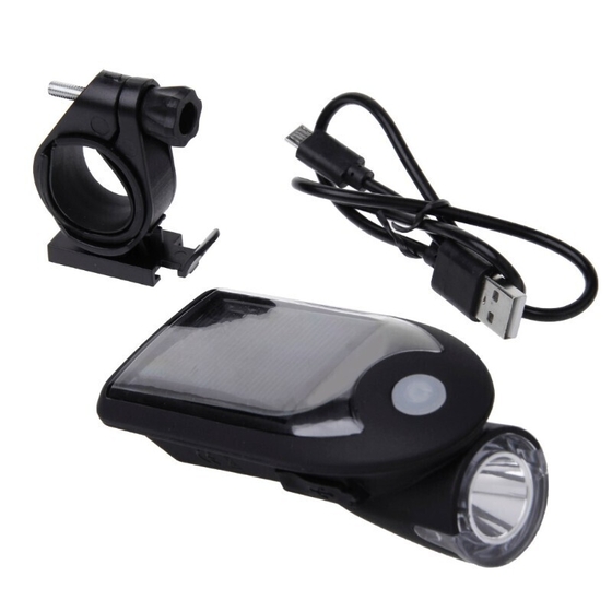 Фонарь на руль FY-307 три режима света 240 Lm 1200 mAh заряд от солнца USB зарядка